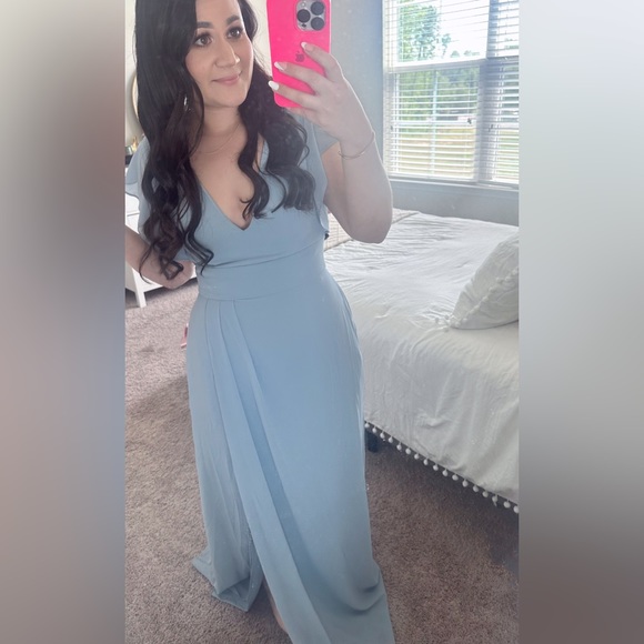 Dusty Blue Bridesmaid Dress - Picture 2 of 2
